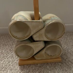 Set Of 4 Vintage Signed
Rodolfo Padilla
Stoneware Mugs With Wooden Stand